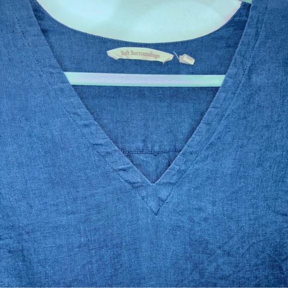 Soft Surroundings 100% Linen Blue Bell Sleeve Tunic Dress - Size Small - Picture 8 of 9